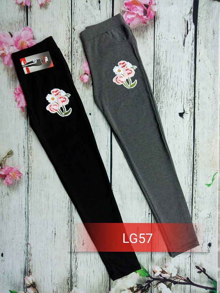 Quần legging 3 bông hồng nhạt LG57